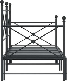 vidaXL Κρεβάτι ημέρας με καρότσα χωρίς στρώμα Μαύρο 75x190 cm Ατσάλι