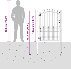 vidaXL Πύλη Φράχτη με Ακίδες EMMEN 100 x 175 cm