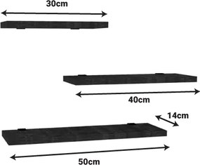 Ραφιέρα τοίχου Leila pakoworld σετ 3τεμ μελαμίνη σε φυσική απόχρωση