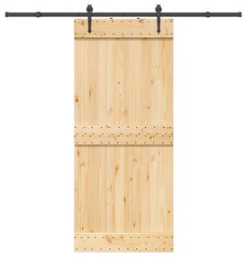 vidaXL Συρόμενη Μεσόπορτα με Μηχανισμό 90 x 210 εκ. Μασίφ Ξύλο Πεύκου