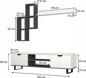 Σύνθεση τηλεόρασης Lonsa Megapap χρώμα λευκό 160x35x40εκ.