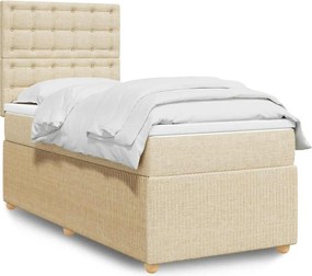 vidaXL Κρεβάτι Boxspring με Στρώμα Κρεμ 80 x 200 εκ. Υφασμάτινο