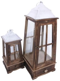 Lantern Hally Inart set of 2 aluminum in a dark brown shade 22x22x71.5 εκ.