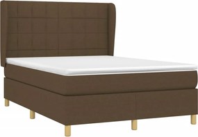 vidaXL Κρεβάτι Boxspring με Στρώμα Σκούρο Καφέ 140x200 εκ Υφασμάτινο