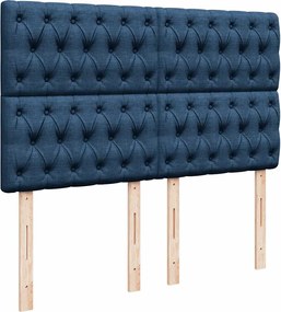 vidaXL Κρεβάτι Boxspring με Στρώμα Μπλε 140x190 εκ. Υφασμάτινο