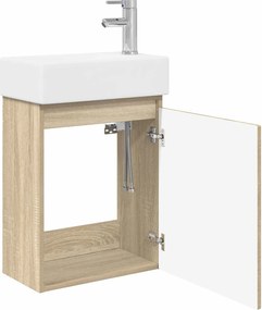 vidaXL Μονάδα μπάνιου με βρύση Sonoma Δρυς 45,5 x 22,5 x 84 εκ