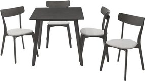 Tραπεζαρία Benson - Toto pakoworld σετ 5τμχ rustic grey - ύφασμα grey 80x80x75εκ
