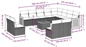 vidaXL Σετ Καναπέ Κήπου 13τεμ Μπεζ Συνθ. Ρατάν με Μαξιλάρια