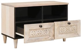 vidaXL Ντουλάπι TV με συρτάρι Λευκό 70 x 33 x 46 εκ Μασίφ ξύλο μάνγκο