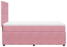 vidaXL Κρεβάτι Boxspring με Στρώμα Ροζ 90x200 εκ. Βελούδινο