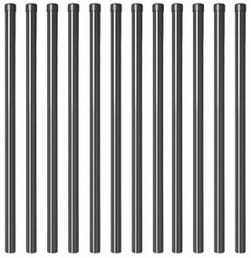 vidaXL Πό posts φράχτη 12 pcs Γκρι 120 cm Ατσάλι με Επικάλυψη Πούδρας