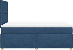vidaXL Κρεβάτι Boxspring με Στρώμα Μπλε 120x200 εκ. Υφασμάτινο