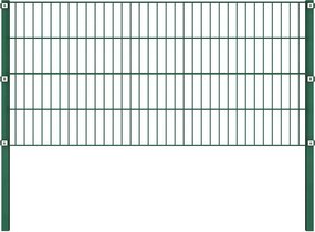 vidaXL Πάνελ Περίφραξης με Στύλους Σιδερένιο Πράσινο 1730x80 εκ.