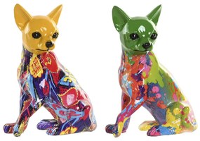 Διακοσμητική Φιγούρα Home ESPRIT Κίτρινο Πράσινο Πολύχρωμο Σκύλος 12 x 9 x 17 cm (x2)