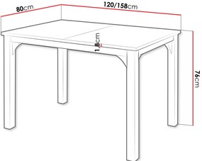 Επεκτεινόμενο τραπέζι Focus -Gkri-Μήκος: 120 εκ.
