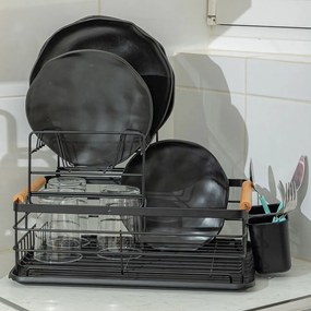 Στραγγιστήρι Πιάτων (41x30x20) Estia Bamboo Essentials Μαύρη 01-23546