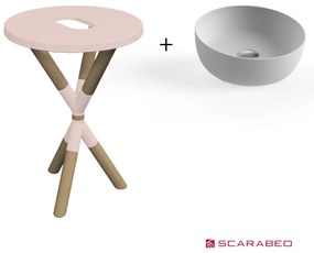 Scarabeo Cross 2501F0-9854 Antique Pink Πάγκος Με Νιπτήρα Glam Pearl Ø39εκ.