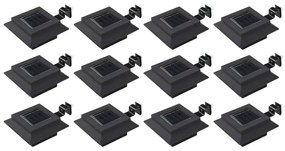 vidaXL Φωτιστικά Εξωτ. Χώρου Ηλιακά 12 τεμ. LED Τετράγωνα Μαύρα 12 εκ.