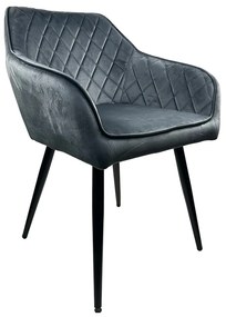 Καρέκλα Τραπεζαρίας ArteLibre FLORENCIA Γκρι/Μαύρο Βελούδο/Μέταλλο 56x60x81cm