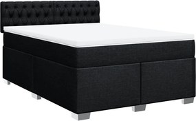vidaXL Κρεβάτι Boxspring με Στρώμα Μαύρο 140x200 εκ. Υφασμάτινο