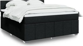 vidaXL Κρεβάτι Boxspring με Στρώμα Μαύρο 180x200 εκ. Υφασμάτινο