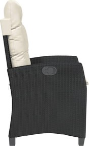 vidaXL Πολυθρόνες Κήπου Ανακλ/νες 2 τεμ. Μαύρες Συνθ. Ρατάν+Μαξιλάρια