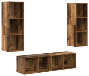 vidaXL Σετ επίπλου τηλεόρασης 3 pcs Παλαιό ξύλο 37 x 37 x 142.5 εκ