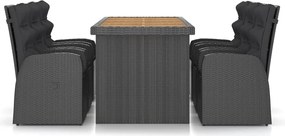 vidaXL Σετ Τραπεζαρίας Εξ. Χώρου 7 τεμ. Μαύρο Συνθ. Ρατάν με Μαξιλάρια