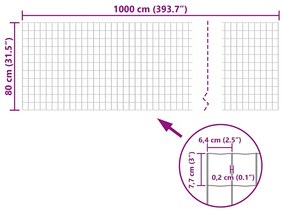 vidaXL Συρματόπλεγμα Γκρι 10 x 0,8 μ. Ατσάλινο