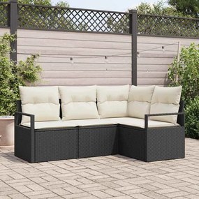 vidaXL Σετ Καναπέ Κήπου 4 pcs Μαύρο Πολυ ράταν