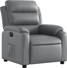 vidaXL Πολυθρόνα Ηλεκτρική Ανακλινόμενη Γκρι από Συνθετικό Δέρμα