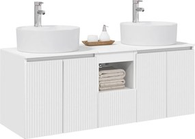 vidaXL Σετ Ντουλαπιών Μπάνιου 3 τμχ. Λευκό 129 x 44,5 x 82 cm