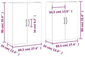 ΝΤΟΥΛΑΠΙΑ ΤΟΙΧΟΥ 2 ΤΕΜ. ΓΥΑΛΙΣΤΕΡΑ ΛΕΥΚΑ 69,5 X 34 X 90 ΕΚ. 3195605