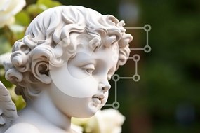 Intra Συλλεκτικό Ξύλινο Παζλ Plywood 4mm - Γαληνό άγαλμα αγγέλου σε έναν κήπο Σε Ξύλινο Κουτί - Διαστάσεις Puzzle: 10x10 cm – 25 κομμάτια