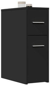 Ντουλάπι Μπάνιου Στενό με Ροδάκια Μαύρο Επεξ. Ξύλο