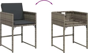 vidaXL Σετ Τραπεζαρίας Κήπου 9 τεμ. Γκρι Συνθ. Ρατάν με Μαξιλάρια