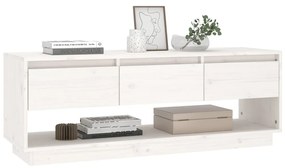 vidaXL Έπιπλο Τηλεόρασης Λευκό 110,5x34x40 εκ. από Μασίφ Ξύλο Πεύκου