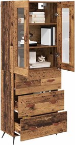 vidaXL Υψηλός Ντουλάπι με Ράφι 2 pcs Παλιό ξύλο Επεξεργασμένο ξύλο