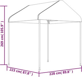 vidaXL Κιόσκι με Τέντα Λευκό 13,38 x 2,28 x 2,69 μ. από Πολυαιθυλένιο