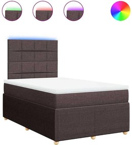 vidaXL Κρεβάτι Boxspring με Στρώμα Σκούρο Καφέ 120x200 εκ. Υφασμάτινο