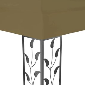 vidaXL Κιόσκι με Διπλή Οροφή και Φωτάκια LED Taupe 3 x 4 μ.