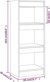 vidaXL Βιβλιοθήκη/Διαχωρ. Χώρου Λευκό 40x30x103 εκ. Επεξεργ. Ξύλο