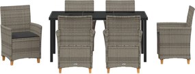 vidaXL Σέτ φαγητού για κήπο 7 pcs Γκρι συνθετικό ρατάν