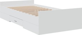 vidaXL Πλαίσιο Κρεβατιού με Συρτάρια Χωρίς Στρώμα Λευκό 75x190 εκ.
