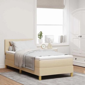 vidaXL LED Κρεβάτι με βάθρο με κεφαλάρι Κρεμ 90 x 190 cm ύφασμα