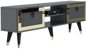 Έπιπλο Τηλεόρασης Lidya 475OLV2917 150x30x45,6cm Anthracite-Gold