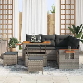 vidaXL Σετ Καναπέ Κήπου με μαξιλάρι 8 pcs Γκρι 90 x 55 x 71 cm
