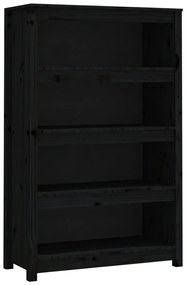 vidaXL Βιβλιοθήκη Μαύρη 80x35x126 εκ. από Μασίφ Ξύλο Πεύκου