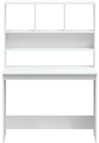 Γραφείο με Ράφια Λευκό 102x45x148 εκ. από Επεξεργασμένο Ξύλο - Λευκό