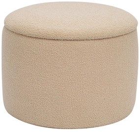 Σκαμπό-μπαούλο Roundy pakoworld μπουκλέ ύφασμα σε μπεζ απόχρωση Φ55x41.5εκ